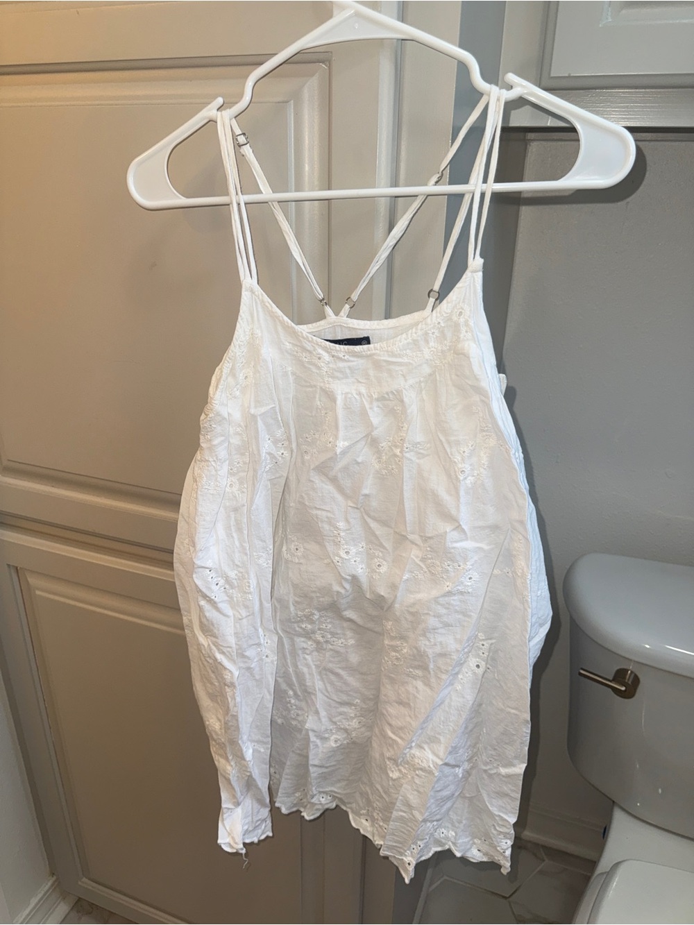 White Eyelet Spaghetti Strap Romper